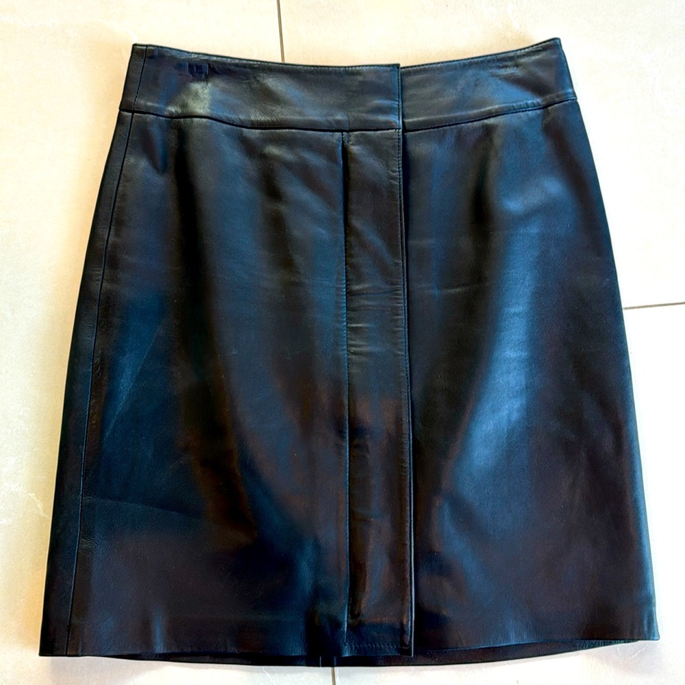 100% leather midi skirt